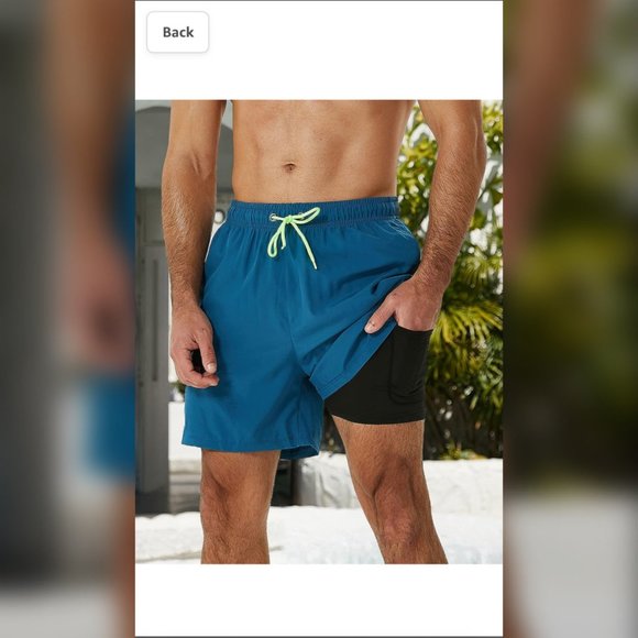 SILKWORLD MENS BLUE SWIMMING TRUNKS WITH COMPRESSION LINER SIZE XXXL - Picture 1 of 13